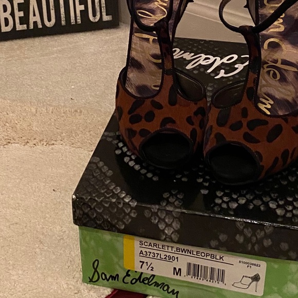 Sam Edelman chrome heels; Leopard/Black Pony Hair - Picture 2 of 8